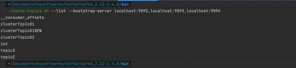 创建成功后的结果多了clusterTopic01NEW