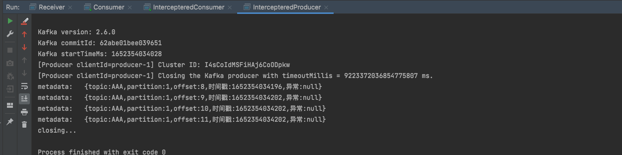 生产者发送消息成功后调用输出的metadata