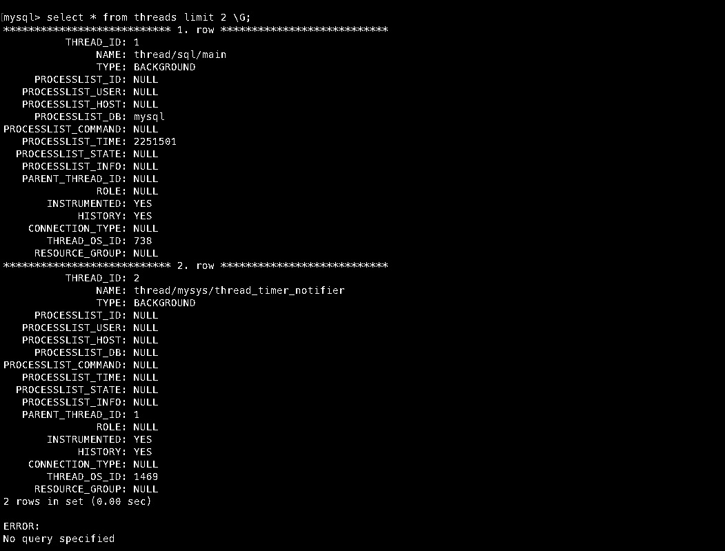 threads表结构信息