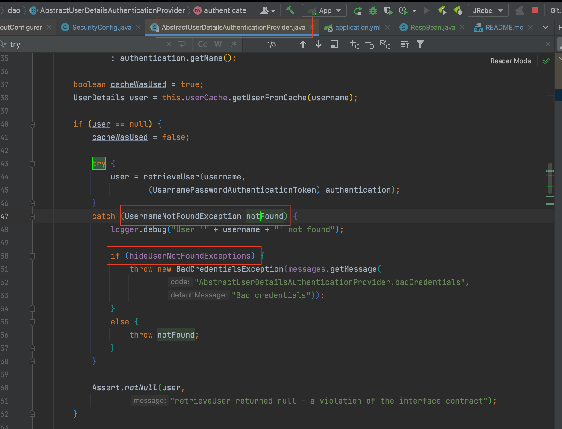 用BadCredential隐藏UsernameNotFoundException异常原理