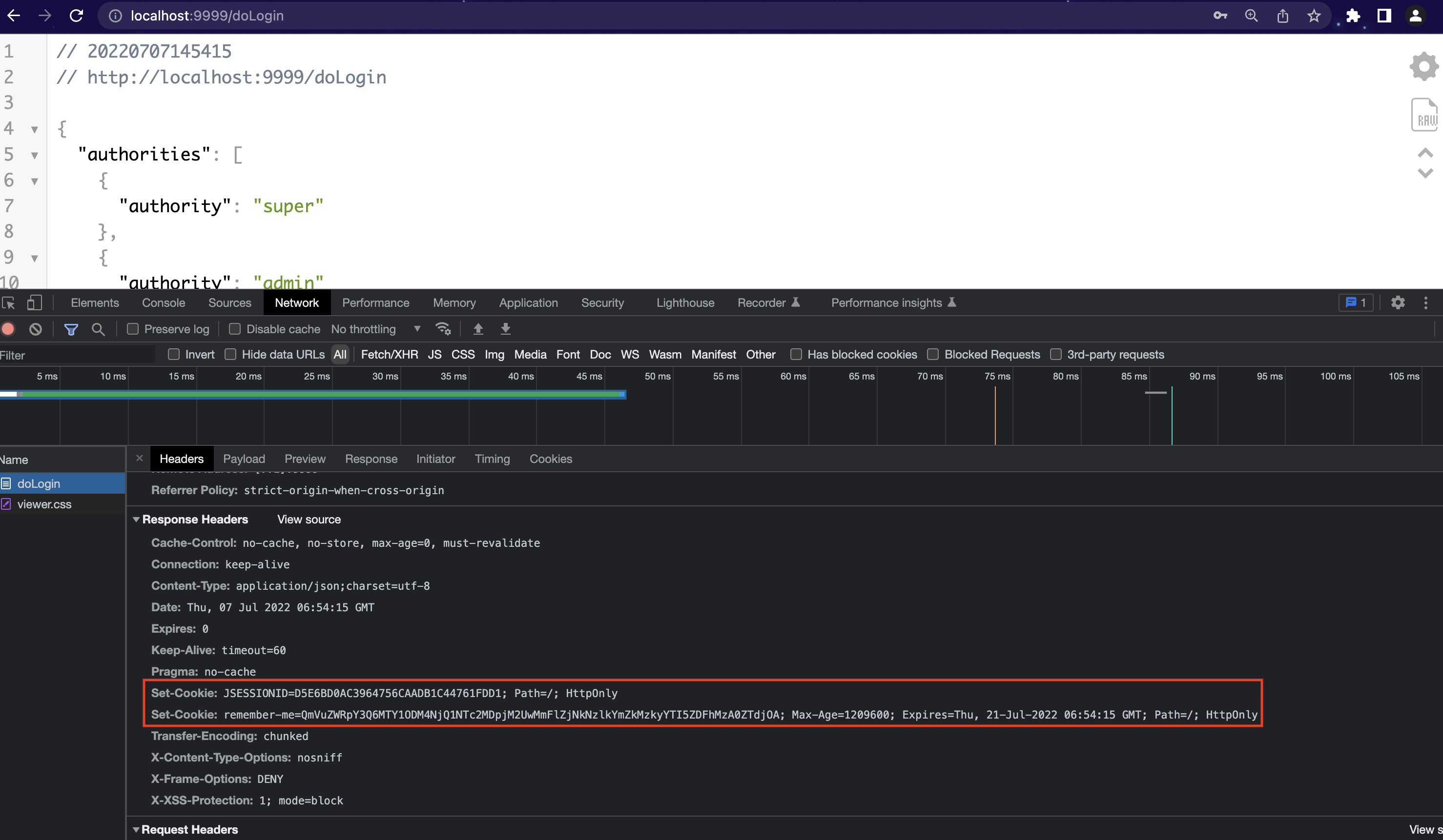 ResponseHeaders里的Set-Cookie的HttpOnly属性