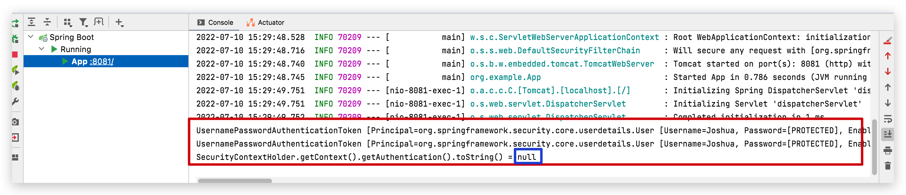访问auth接口后台输出中子线程获取不到用户信息