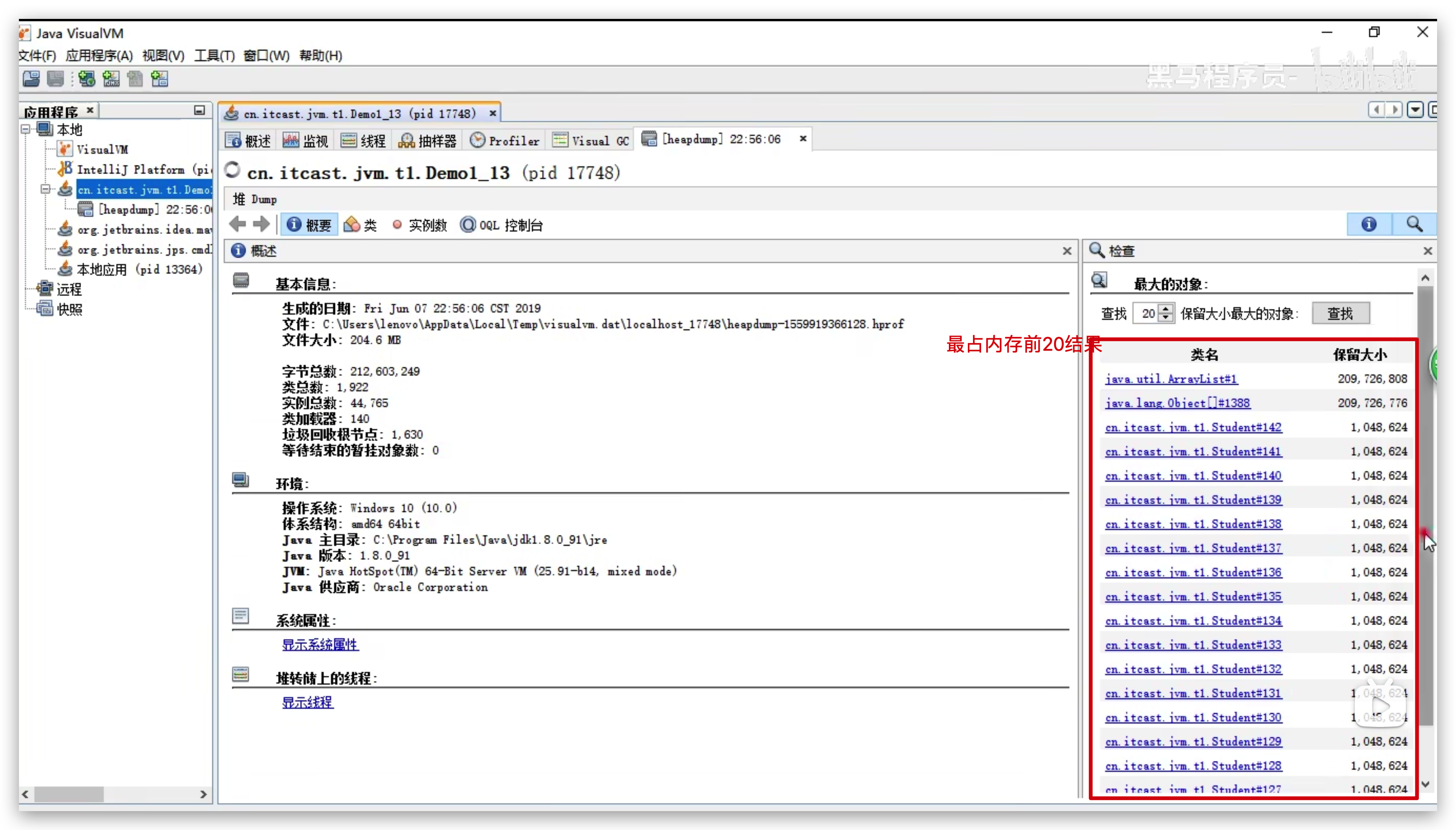 windows系统堆dump文件占用内存最大的对象-查找结果