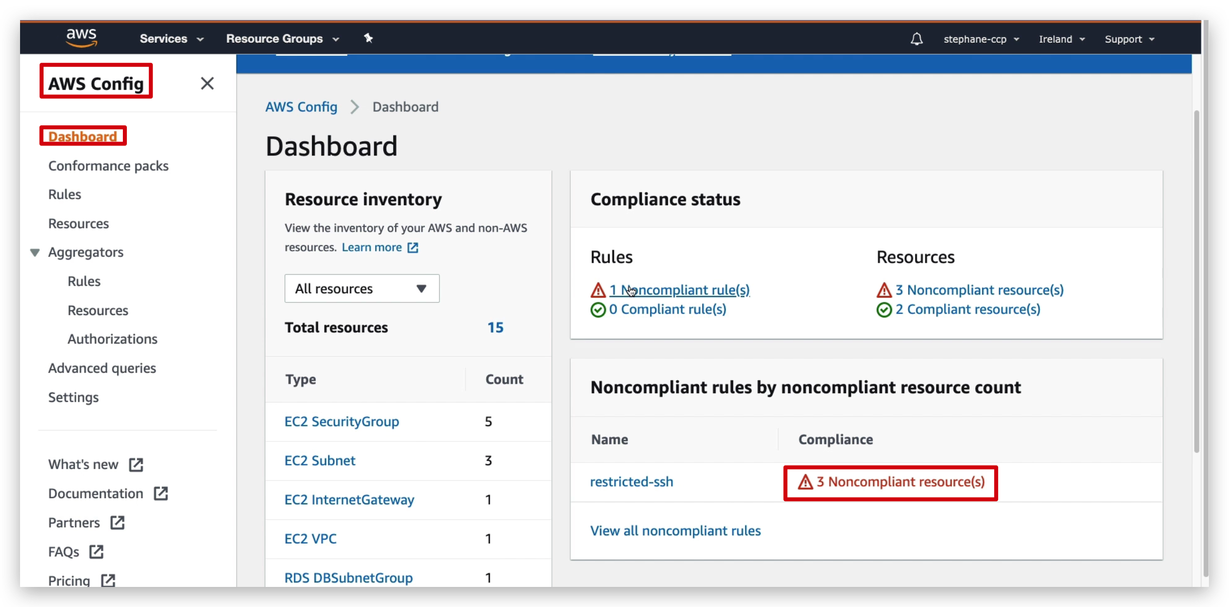 First time non-compliant resources checking