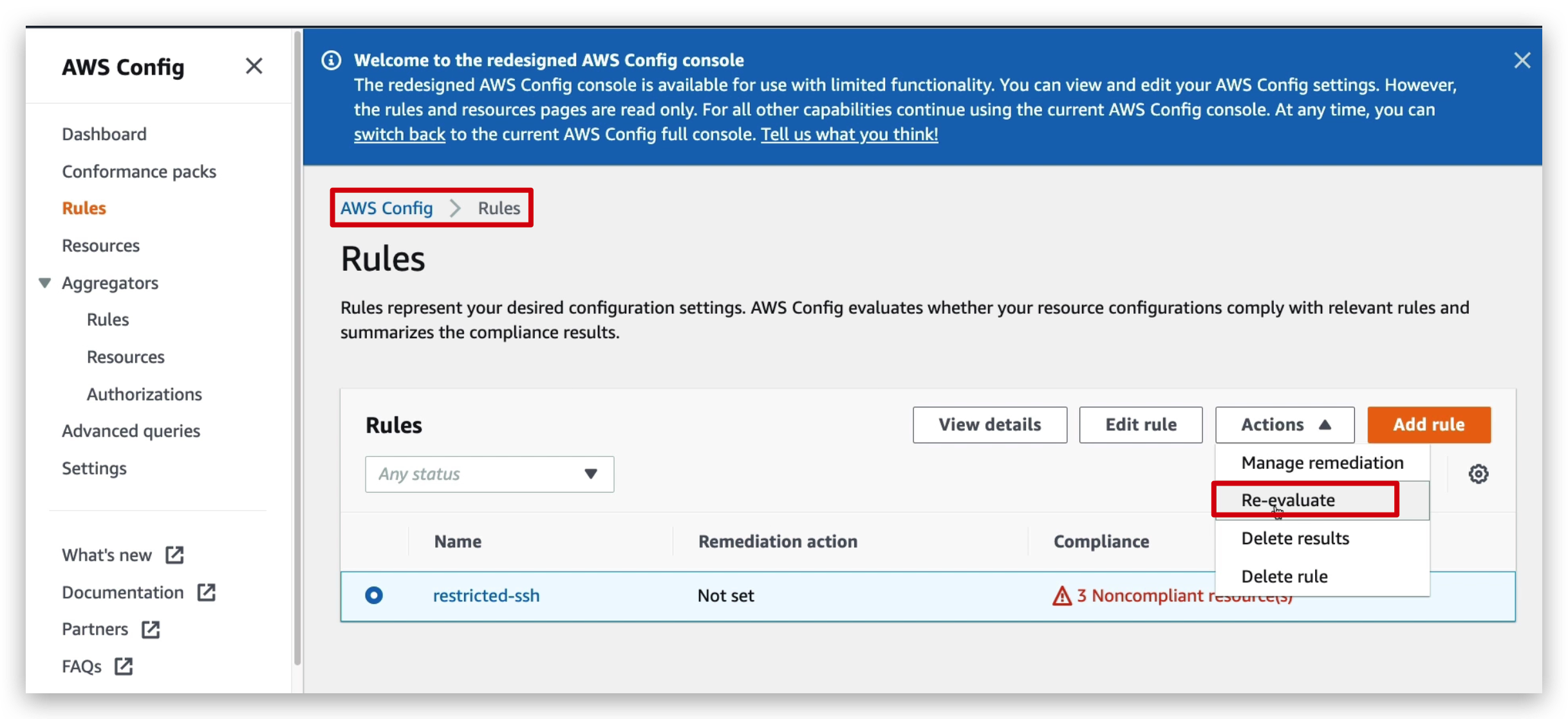 How a config rule is re-evaluated