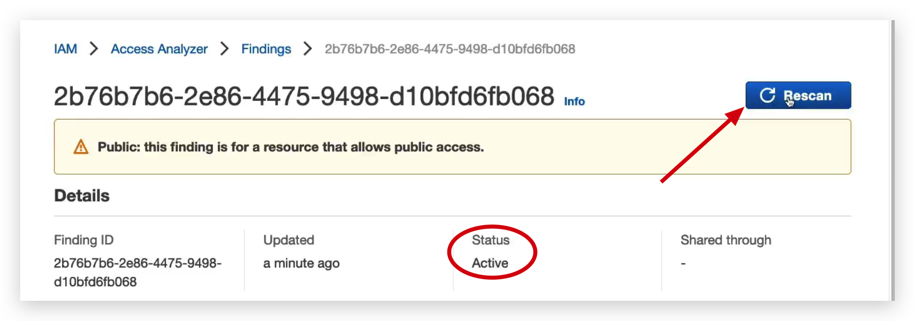 Finding Status before SQS reconfiguration and Rescan