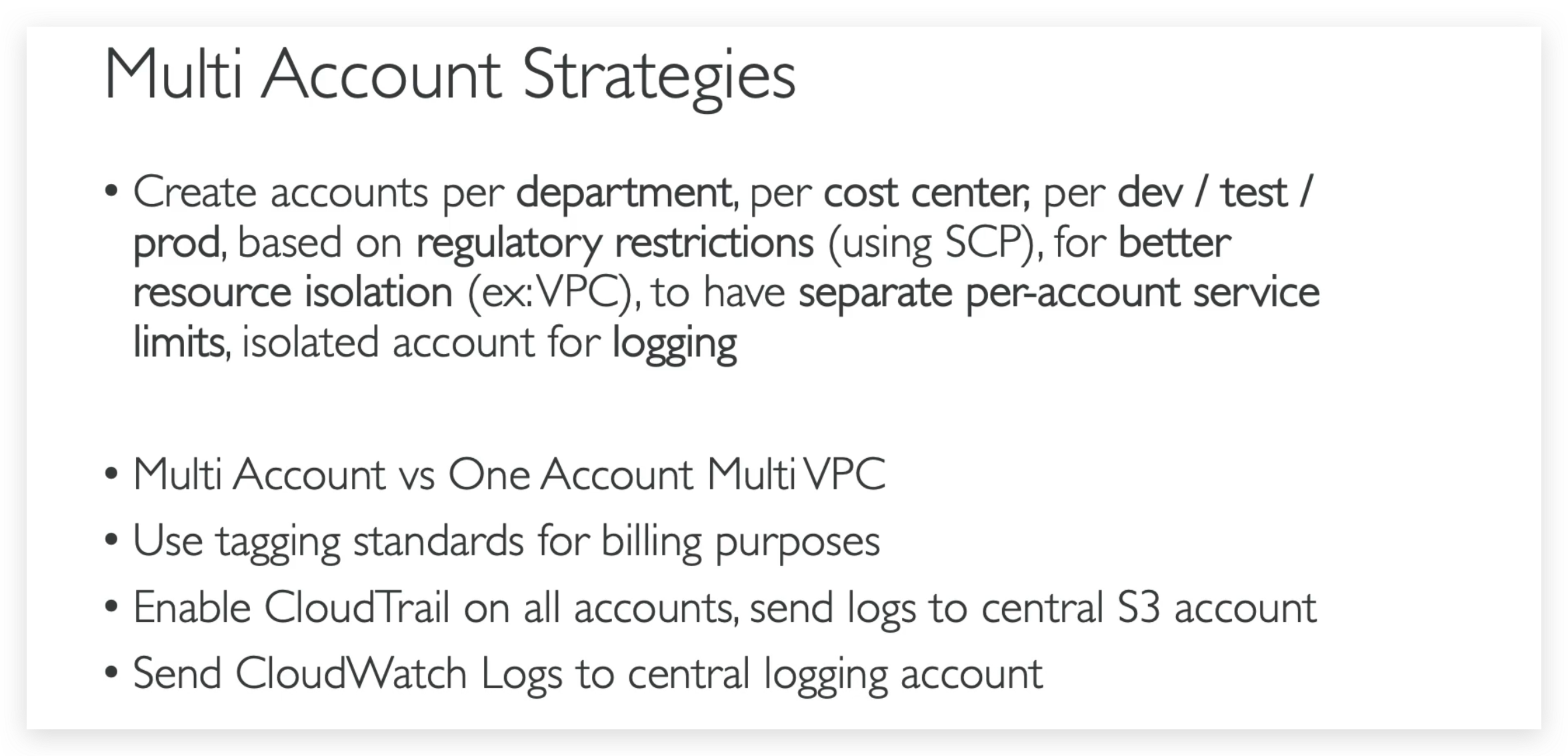 Multi-account strategy