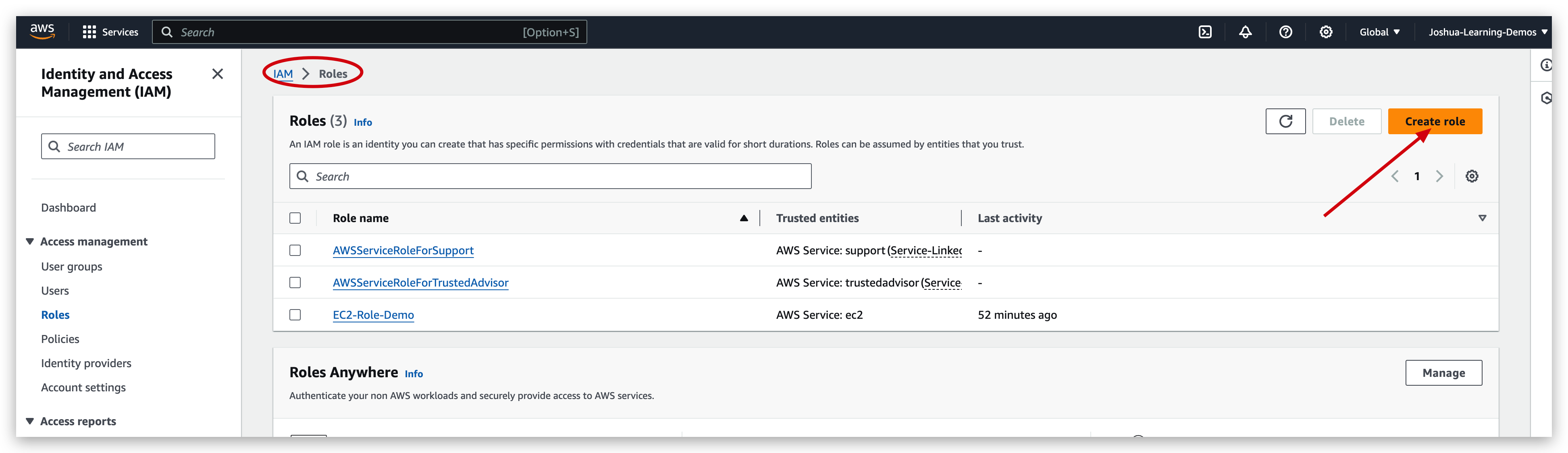 Create IAM Role - step1