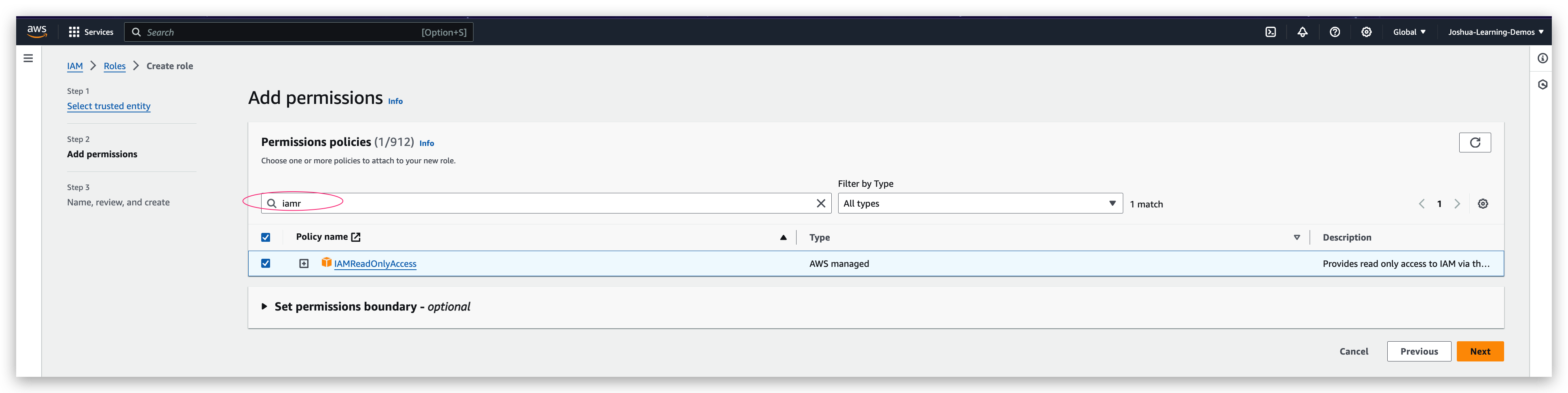 Create IAM Role - step3