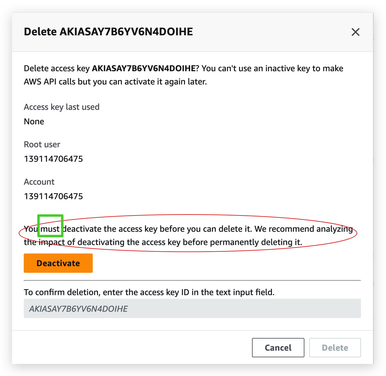 Delete Access key-step1.
