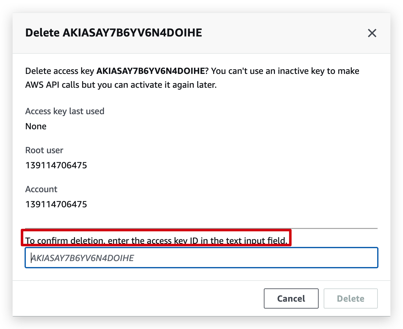 Delete Access key-step2.