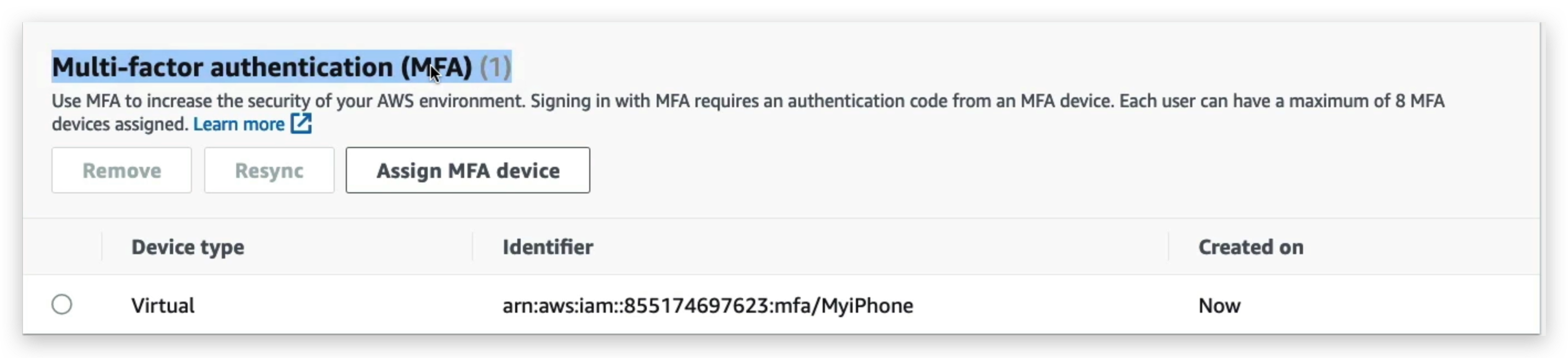 Now you can see the MFA assigning status in the dashboard