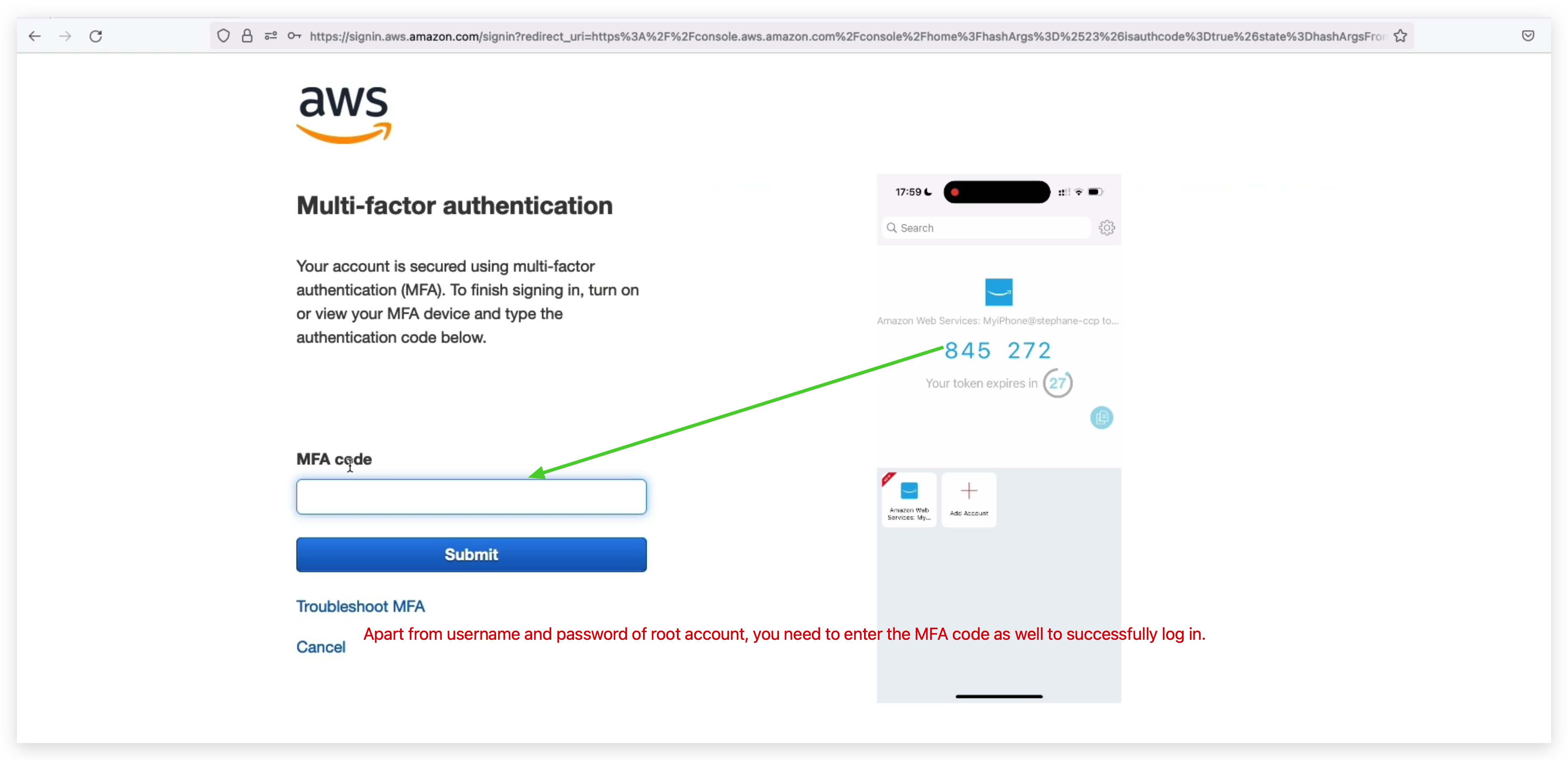 Sign out and login again to test the MFA is turned on