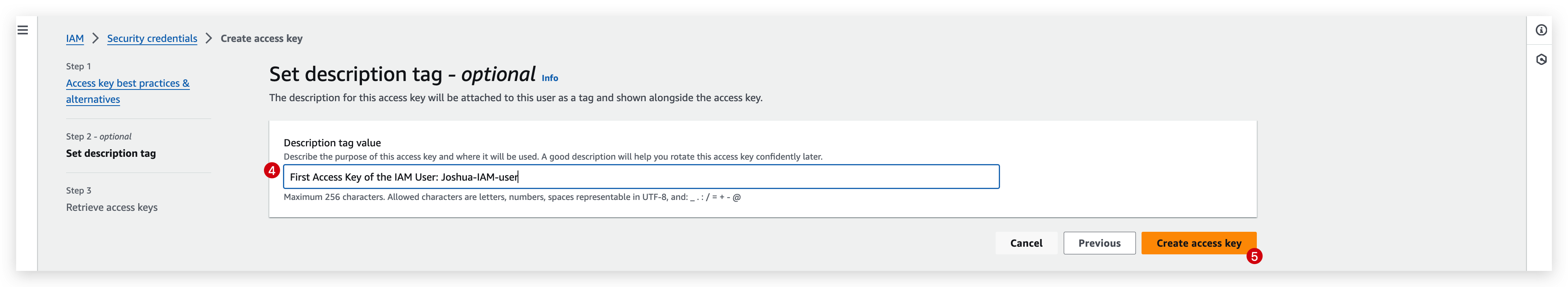 Tag the key as you wish and hit the create button