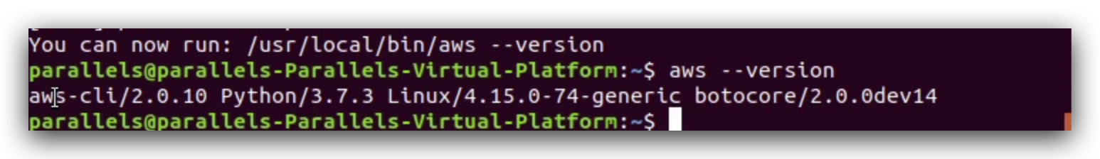 signal of AWS CLI installation success-Linux