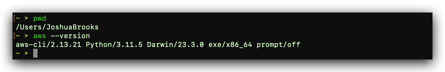 signal of AWS CLI installation success-Mac