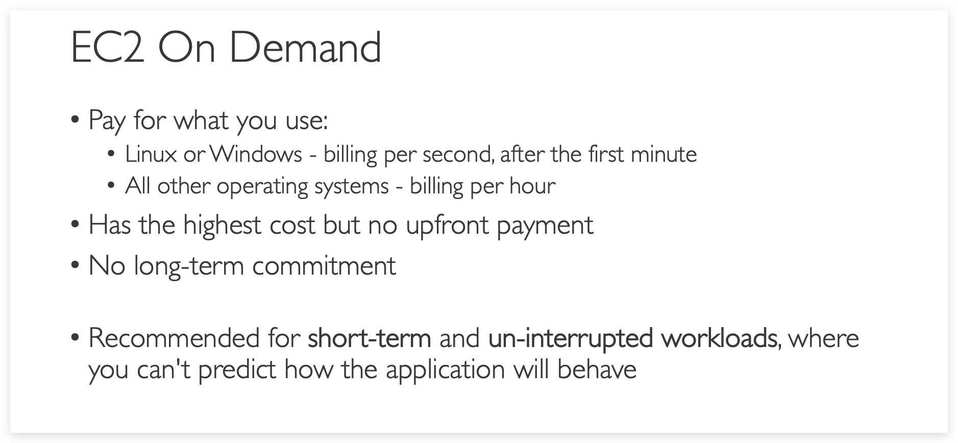 EC2 On Demand instance properties