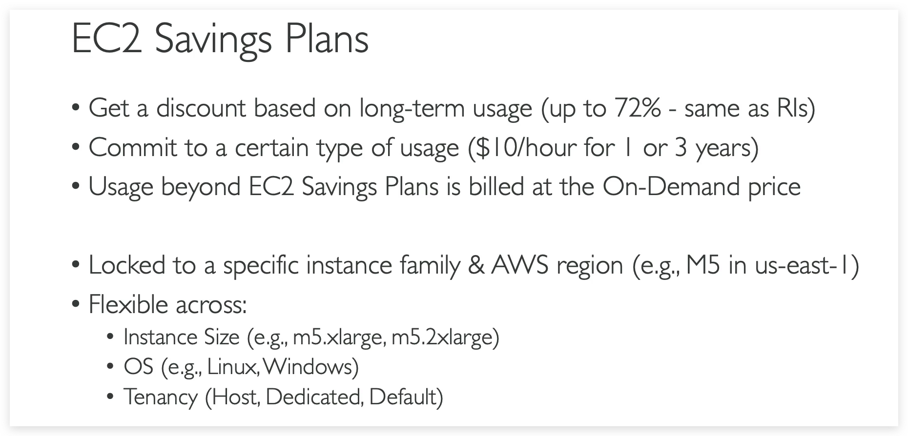 EC2 Saving Plan properties