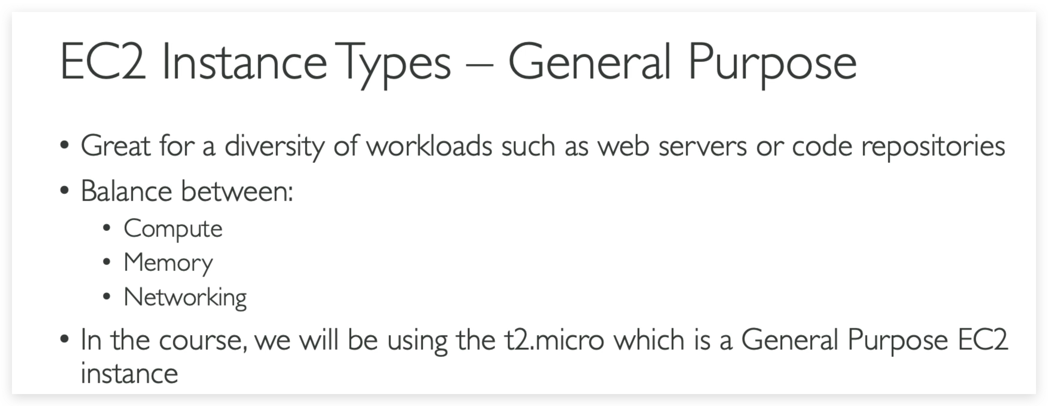 General Type EC2 Instance