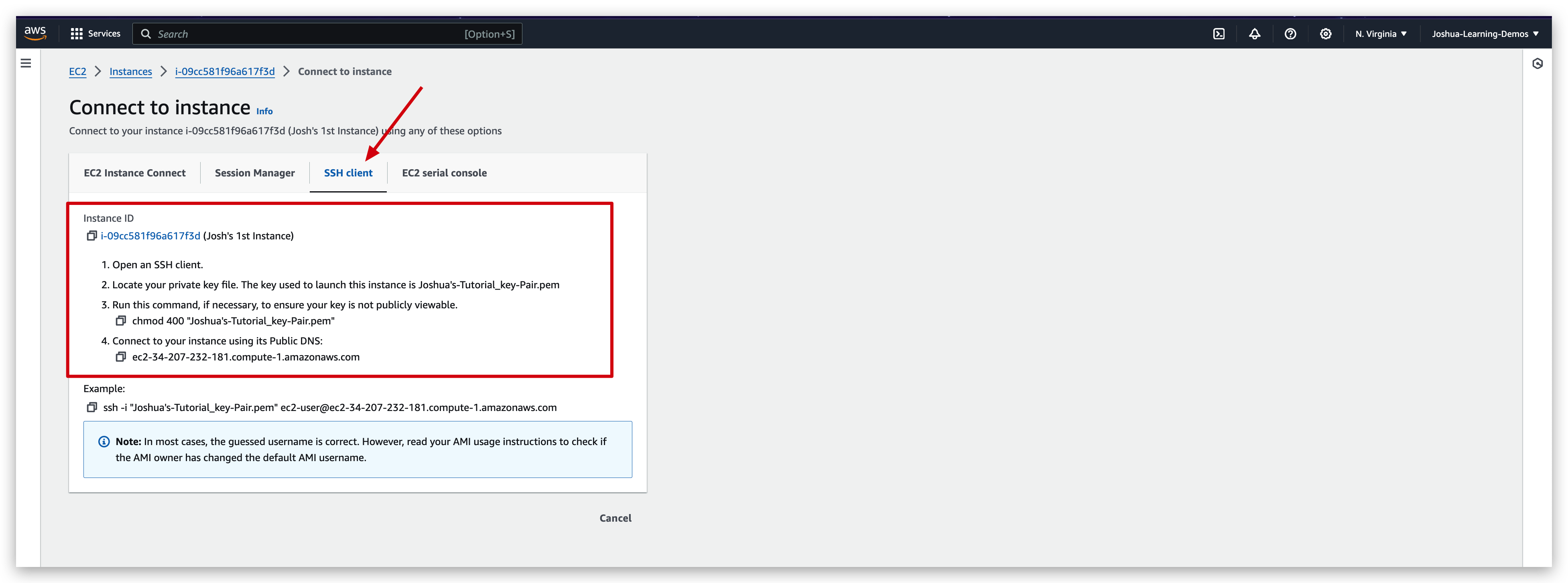 try connect EC2 instance via SSH client